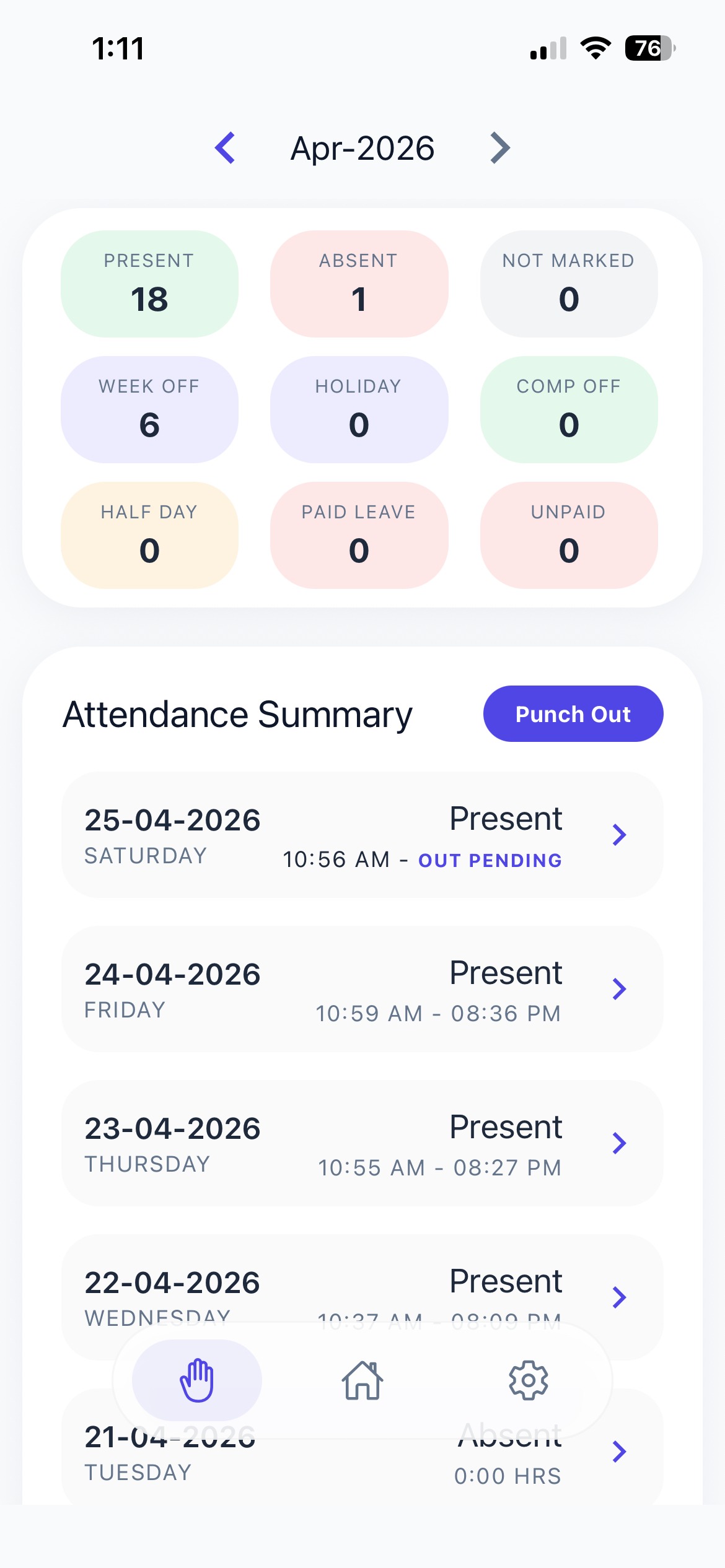 HR Fusions Payroll Screen